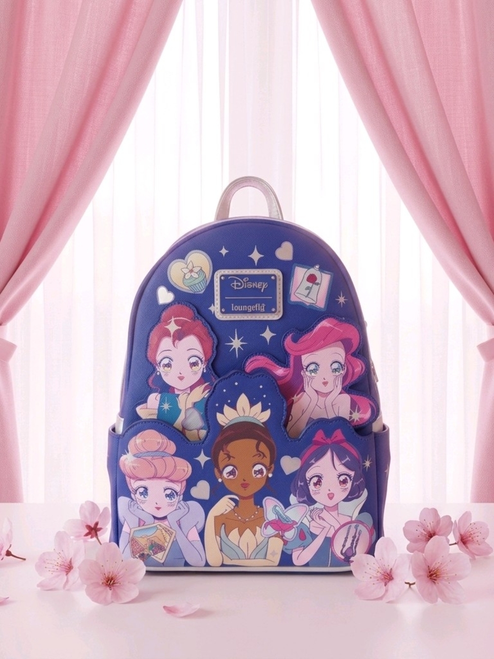 Disney x LoungeFly Princess Friends Blue Kids Backpack